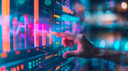 Human hand touching on risk management and assessment for business investment concept. business, technology, internet and network concept, forecasting evaluation financial business concept	