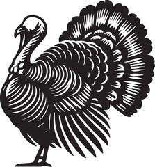 Fototapeta premium Turkey silhouette vector black and white. Turkey logo.