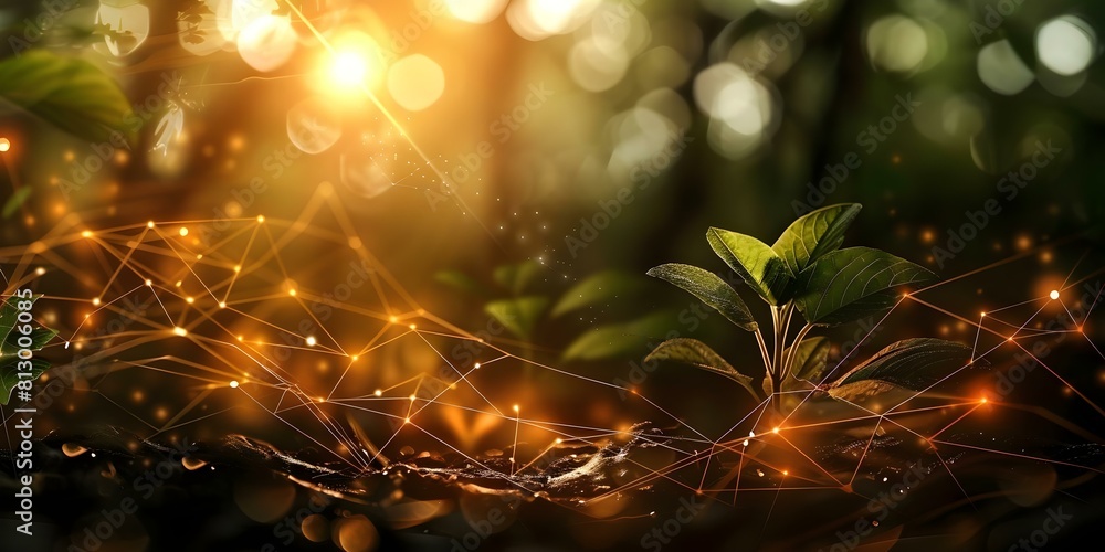 Poster artificial neural networks and sustainable energy sources in harmony with nature. concept renewable 