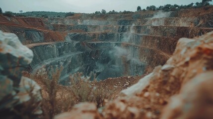 Majestic Open Pit: Natures Grasp on the Mountains