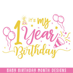 Baby one year birthday decorative, baby birthday months designs