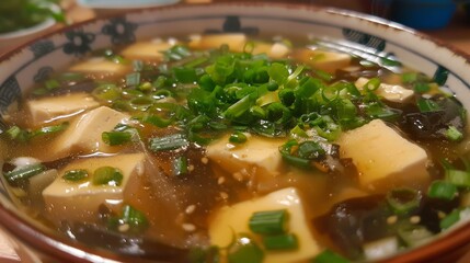Japanese dish Yudofu. Kelp and tofu soup.