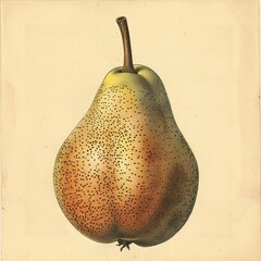 Retro illustration of a pear. Vintage style. Sepia.