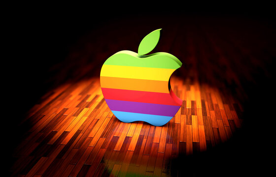 Old Apple, Apple Logo 3D Visual Design. Apple image for Social Networks and News. - May 2024, Istanbul - Türkiye (3D Render)	