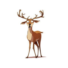 Fototapeta premium Amusing Deer Cartoon Its Antlers Askew, Cartoon Illustration