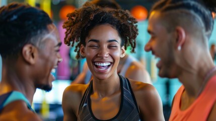 Joyful Friends Laughing at Gym