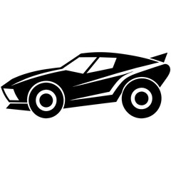 Dirt Track Race Car vector silhouette, white background 