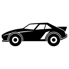 Dirt Track Race Car vector silhouette, white background 