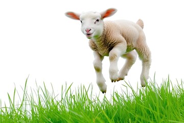 Fototapeta premium Whimsical Lamb Dancing on Green Pasture