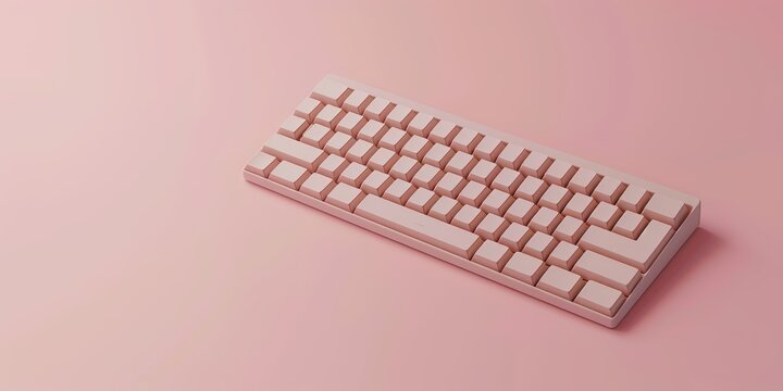 3D render of a computer keyboard isolated on pink backdrop, copy space