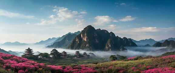 Chinese Landscape. Stunning Natural Detail High-Resolution, True-to-Life, Dynamic Lighting, Sharp Focus