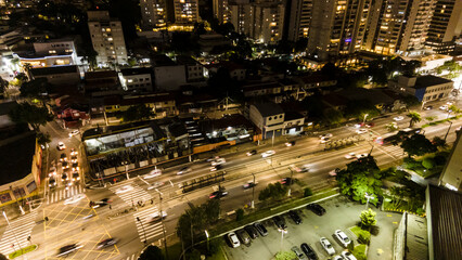 view from above of vehicle traffic and the bus lane of an avenue in the south zone of the city of...
