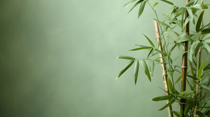 Naklejka premium Bamboo foliage on a light green base, perfect for showcasing text or graphics