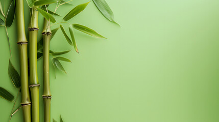 Peaceful bamboo plant against a light green background, allowing for customization