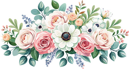 Bohemian wedding flower garland wedding decoration Isolated on white background