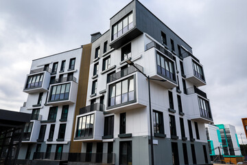 Obraz premium construction of a residential area with almost finished luxury residential real estate