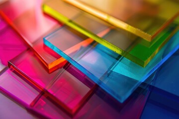 close-up view of a plastic pieces color samples,  showing different colors of the material