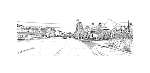 Obraz premium Print Building view with landmark of St. Pete Beach is a coastal city in Florida. Hand drawn sketch illustration in vector.