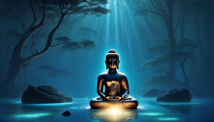 Buddha Translucent lighting in Aquatic Cave