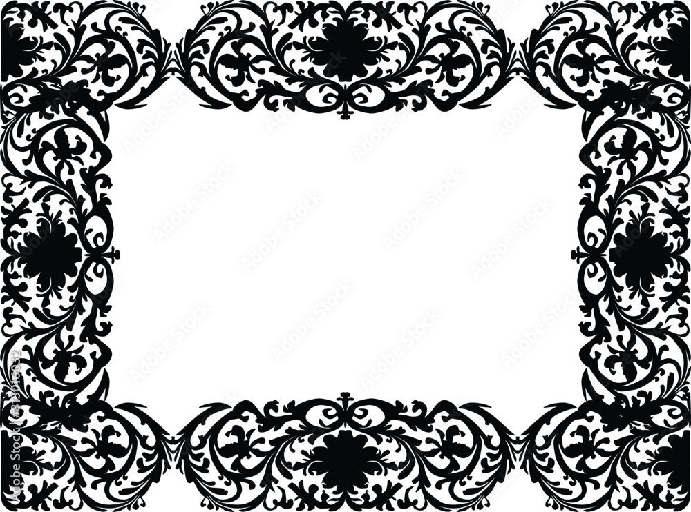 Sticker black decorated horizontal frame shape ornament