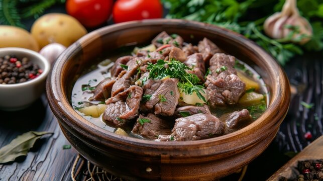 The cuisine of Kazakhstan. Kuyrdak.