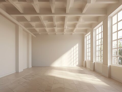 Empty room with a high ceiling and plain walls, emphasizing the potential for personalization in home decor or office space planning