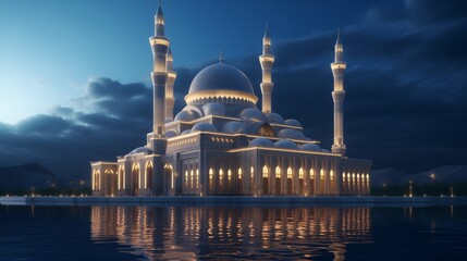 A radiant Intricate mosque building and architecture at night
