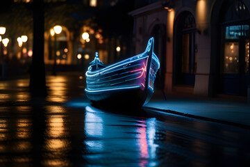 boat in the night,boat in the water,boat at night, the grand canal, canal country,city canal grande,gondola country,gondola,city at night, - obrazy, fototapety, plakaty