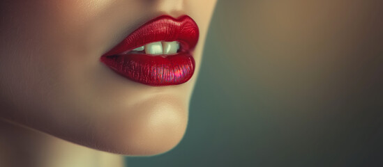 close-up attractive female lips, with the mouth slightly open, highlighting the beauty and allure of the lips. used for beauty or fashion-related themes,