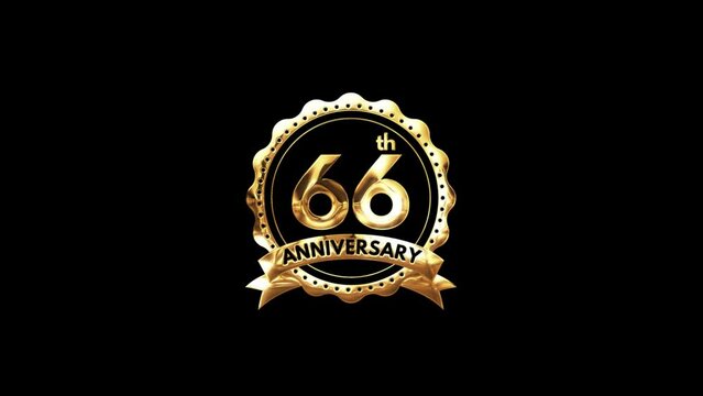 66th Anniversary luxury Gold Animation. Greeting for the 66th Anniversary. Luxurious Animation Celebrating 66 Years of Excellence