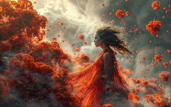 The red witch in the flower field, game resources 