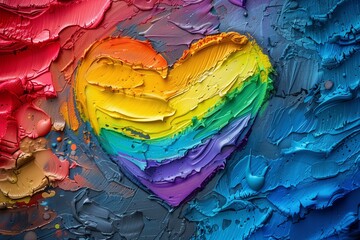 LGBTQA+ a colorful acrylic painting of rainbow heart