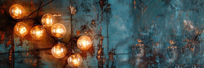 Old style light bulbs on a weathered wall