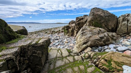 Beautiful seascape scenery, rocky coast at wild Atlantic way, Salthill beach near Blackrock in...