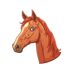 Contented Horse Cartoon Its Ears Pricked, Cartoon Illustration