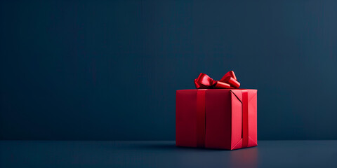 red gift box on black background - Powered by Adobe