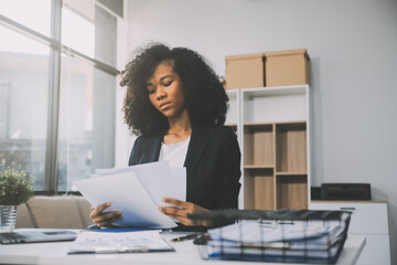 Overworked businesswoman stress from work or upset after finishing meeting. Emotional pressure,...