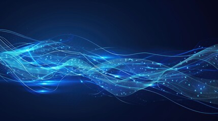 Obraz premium wave technology digital network abstract background, blue light digital effect concept