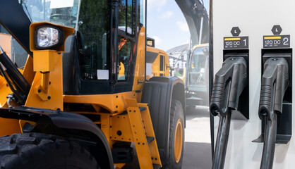 Electric construction machines with charging station. Concept