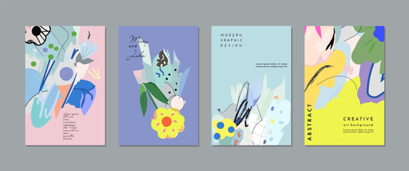 Creative Artistic Floral Cards. Vector Illustration