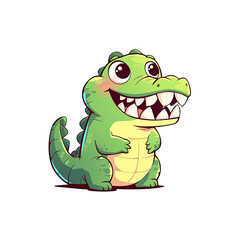 Fototapeta premium Cute Crocodile Cartoon Its Toothy Grin, Cartoon Illustration