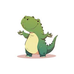 Fototapeta premium Cute Dinosaur Cartoon Its Tiny Arms, Cartoon Illustration