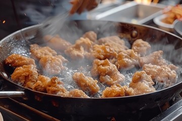 Vietnamese Fried Chicken Sizzling to Golden Perfection in a Skillet
