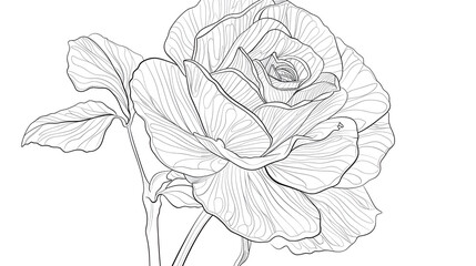 Continuous one line drawing of rose flower vector illustration. Premium vector.