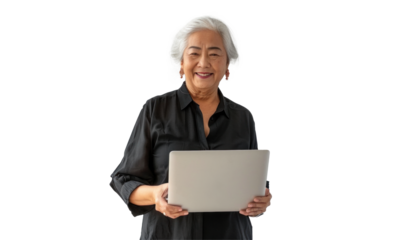 Senior Asian Woman with Laptop