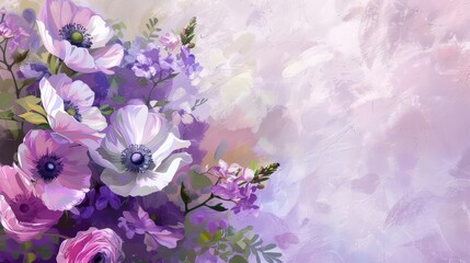 The romantic allure of handpainted purple, pink, and white flowers offers a beautiful template for spring and summerthemed cards