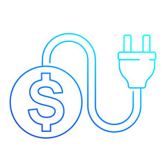 electricity costs, icon with electric plug, linear
