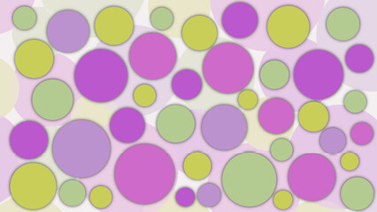 Playful abstract art with vibrant blue, orange, and brown circles on a light gradient background.