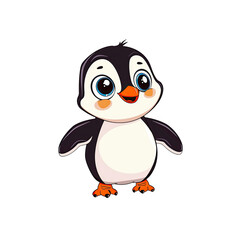 Obraz premium Cute Penguin Cartoon Its Waddling Gait, Cartoon Illustration