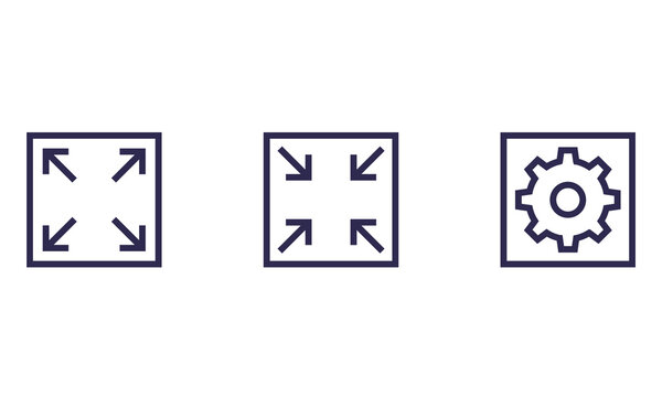 enlarge, reduce and settings, line icons